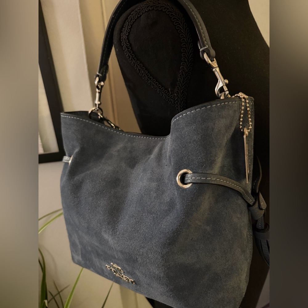 Coach Andy Blue Suede Crossbody Bag - Picture 10 of 11